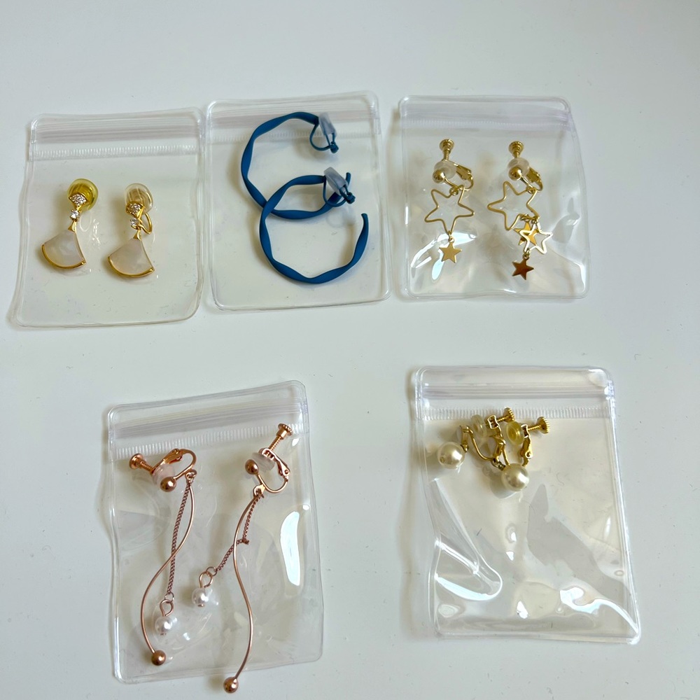 Ear clips. Five pairs as a bundle.